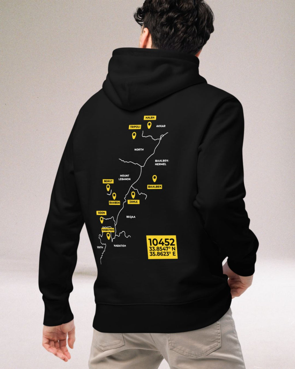 Lebanon Map & Coordinates | Unisex Hoodie