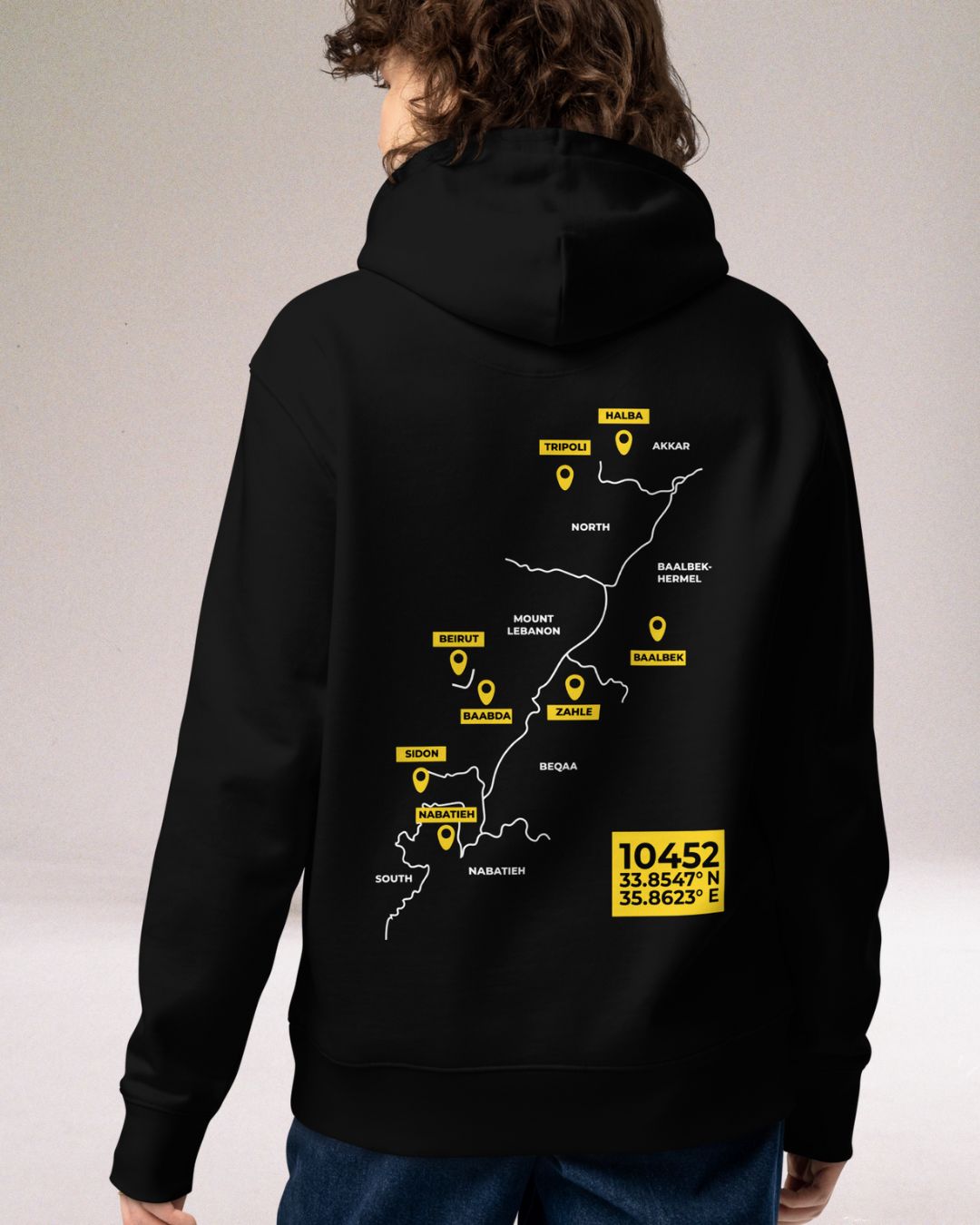 Lebanon Map & Coordinates | Unisex Hoodie